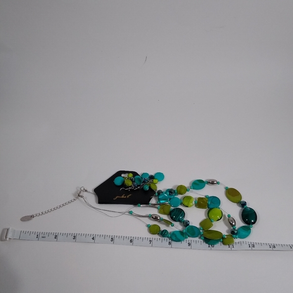 NEW Necklace Earring Set Jules B Silver Green Blue - Picture 4 of 4